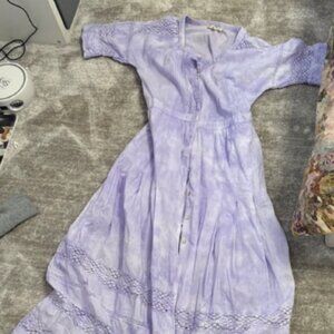Purple Love Shack Fancy Short Sleeve Maxi Dress